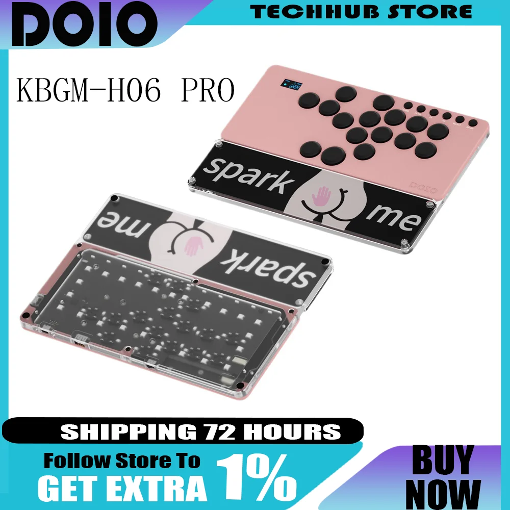 

DOIO KBGM-H06 PRO HITBOX Игровая клавиатура из алюминиевого сплава Портативный аркадный джойстик формата А4 PS5 Переключатель Steam SF KOF Tekken ПК Подарки