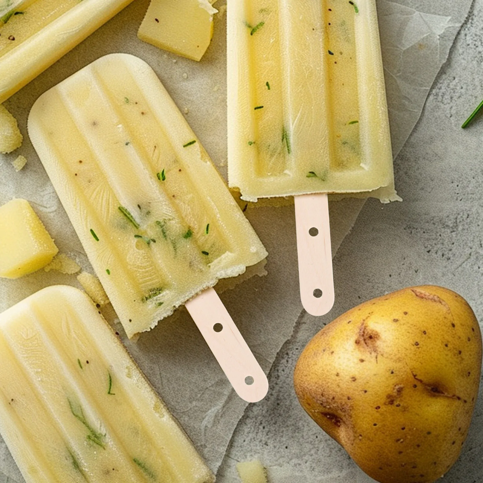 

100Pcs Wooden Craft Sticks Multipurpose Ice Pop Sticks with Holes for DIY Ice Cream Bars Cake Pops Handmade Treats Kids Crafts