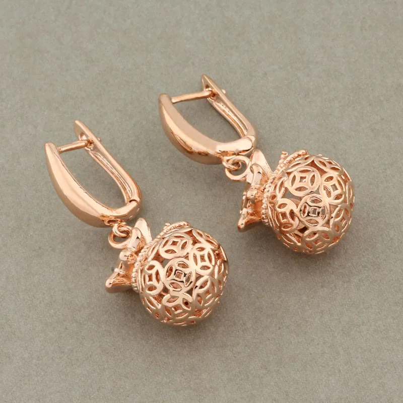 Vintage 585 Rose Gold Color Jewelry Sets For Women Original And Funny Sets Hollow Wedding Luxury Quality Jewelry