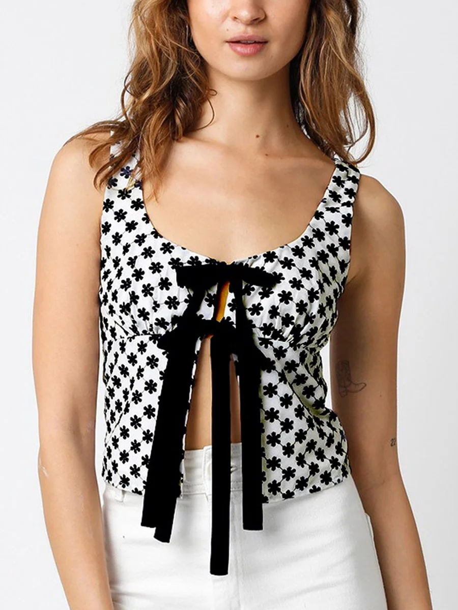 المرأة تانك القمم زهرة التطريز الجبهة القوس التعادل متابعة سترات غير رسمية الصيف بلوزات بلا اكمام الشارع الشهير