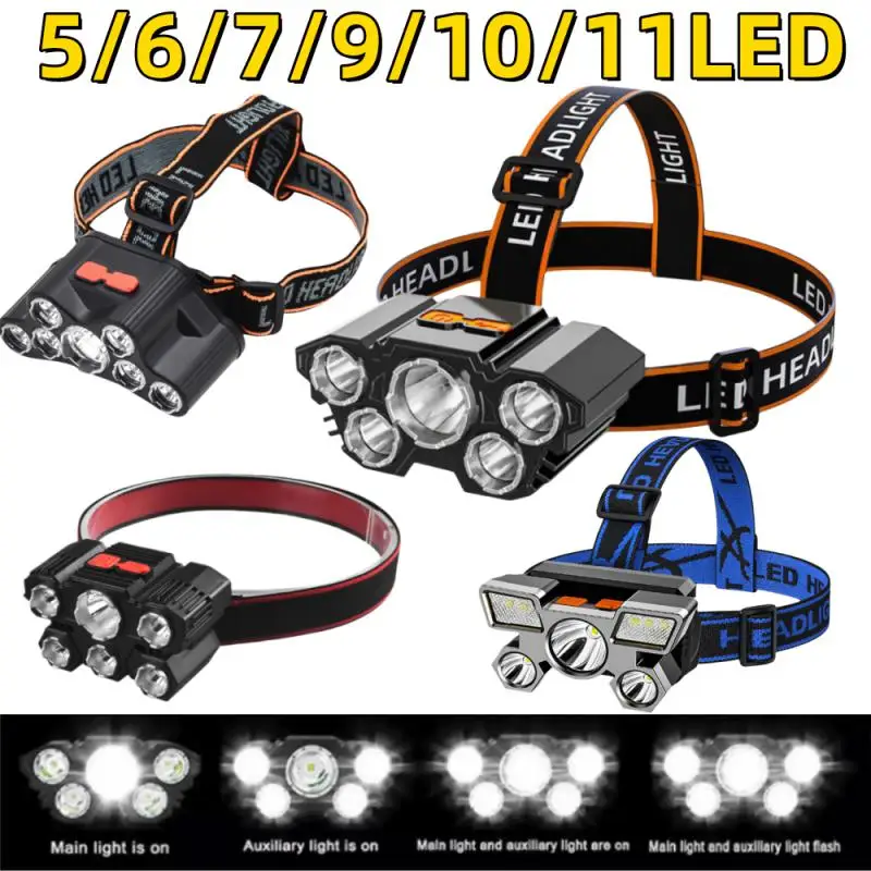 Bike Light 5/7/10LED Headlight Portable USB Rechargeable Waterproof Fishing Work Light Outdoor Long Shot Head Mounted Torch