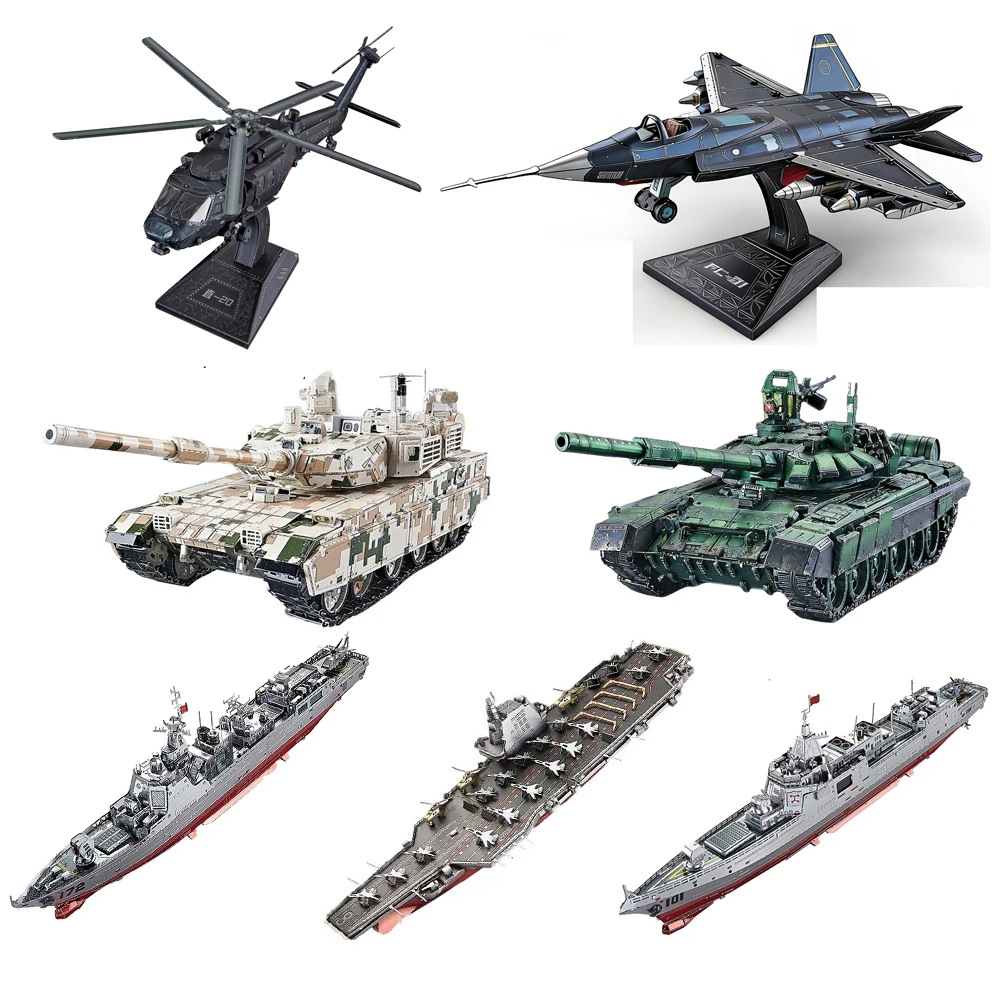 Military model 3D Metal Puzzle warship Tank model DIY Laser Cut Jigsaw Model For Adult  Educational Toys Desktop decoration