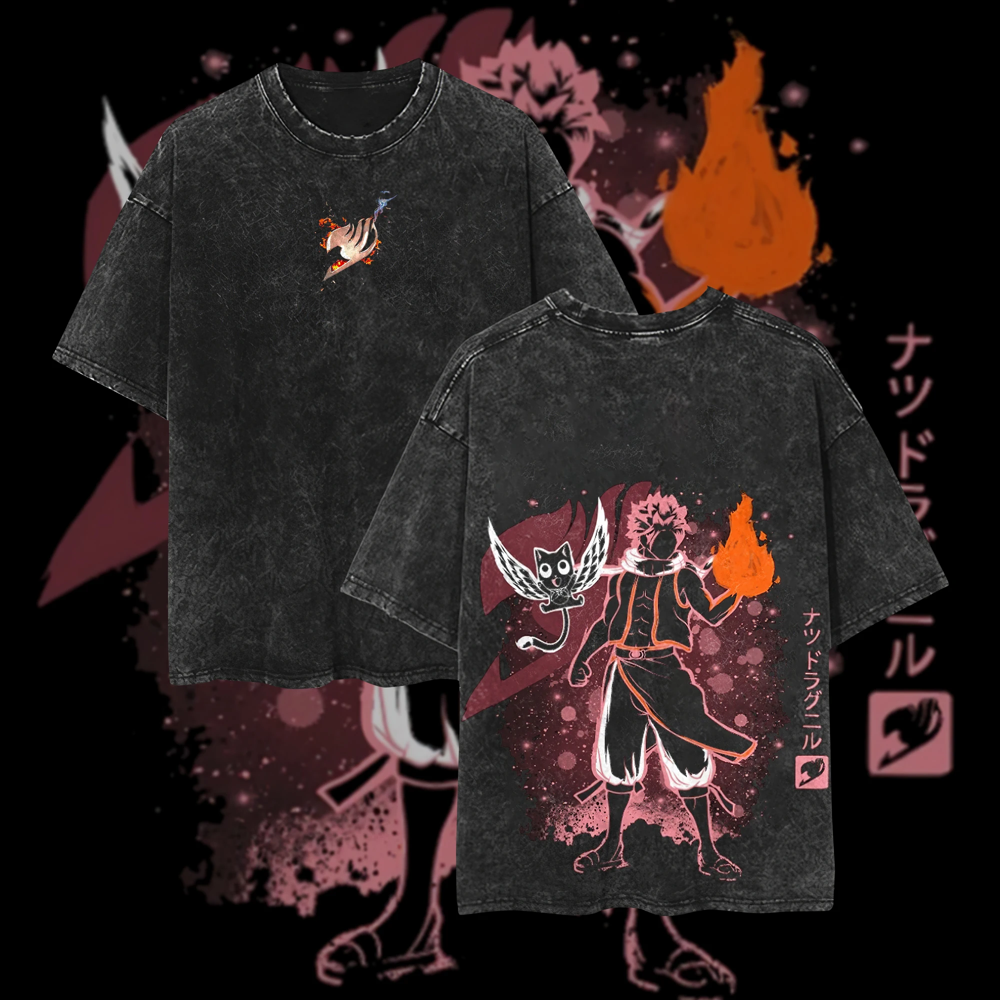 Fairy Tail personality Clothes Plus Size Unisex Anime Lover Washed T-shirt high quality hot product sweatshirt Sports Breathable