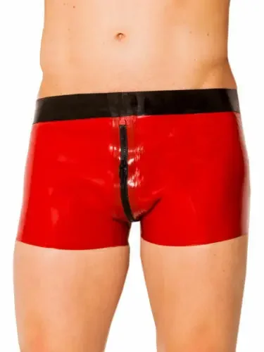 

100% Latex Rubber caoutchouc shorts pants Red Tight Catsuit Party 0.4mm uniform