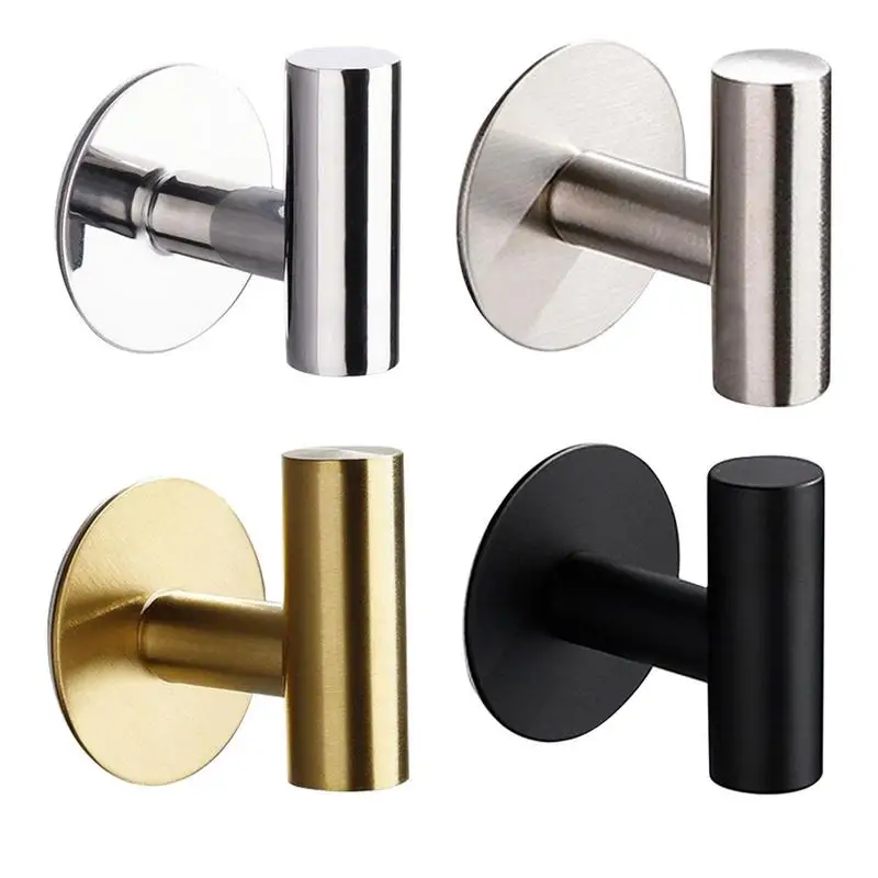 Self Adhesive Bathroom Hooks Robe Towel Hanger Bathroom Accessories Towel Hook Robe Hook Satin Nickel Towel Holder For Bathroom