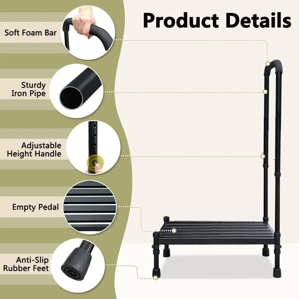 

Регулируемый безопасный табурет-ступенька с ручкой для пожилых людей, барриатрический внедорожник, автофургон, помощь в передвижении, нескользящий, емкость 300 фунтов