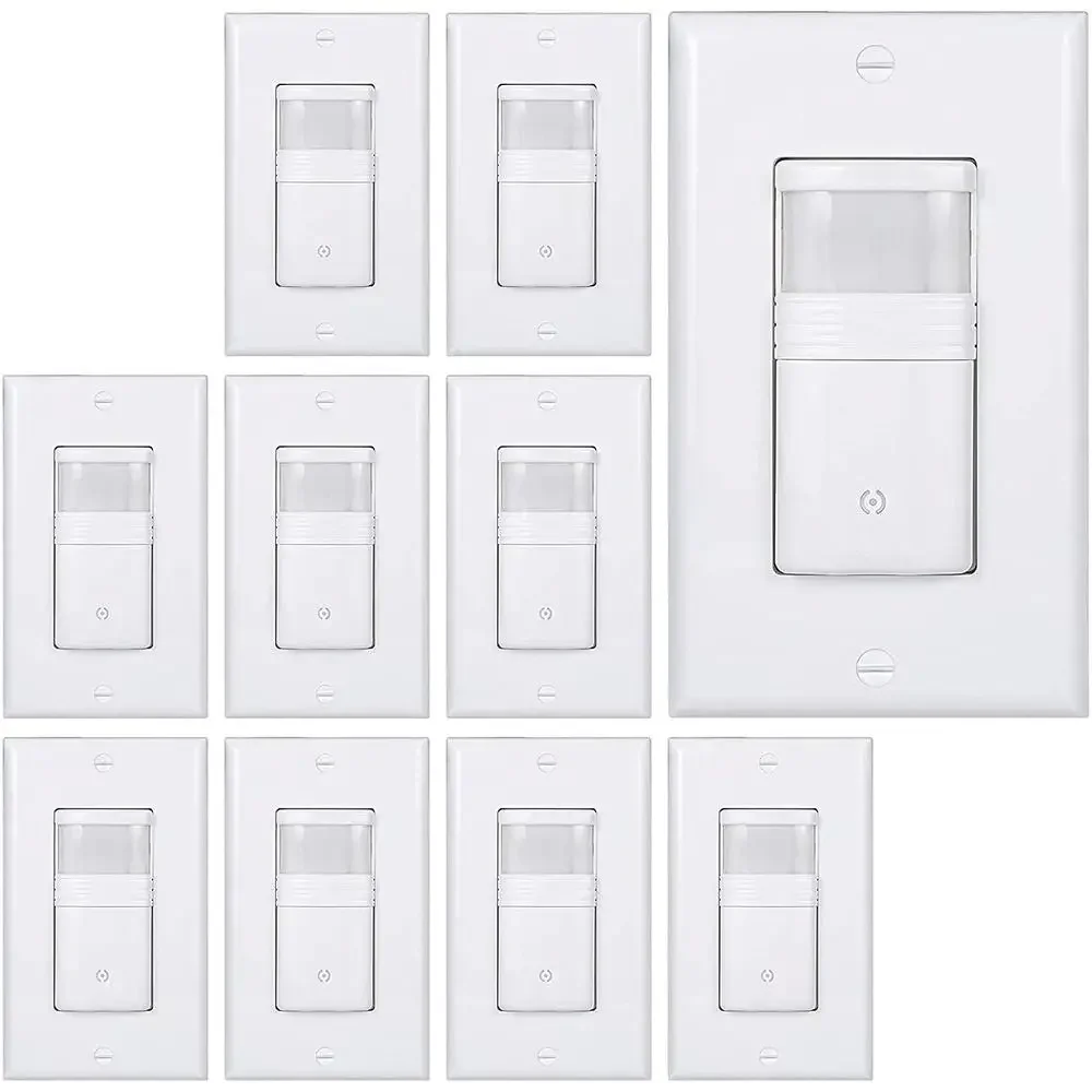 Indoor Motion Sensor Light Switch 10 Pack Single Pole Occupancy Wall Switch UL FCC Certified Adjustable Sensitivity RF 180°