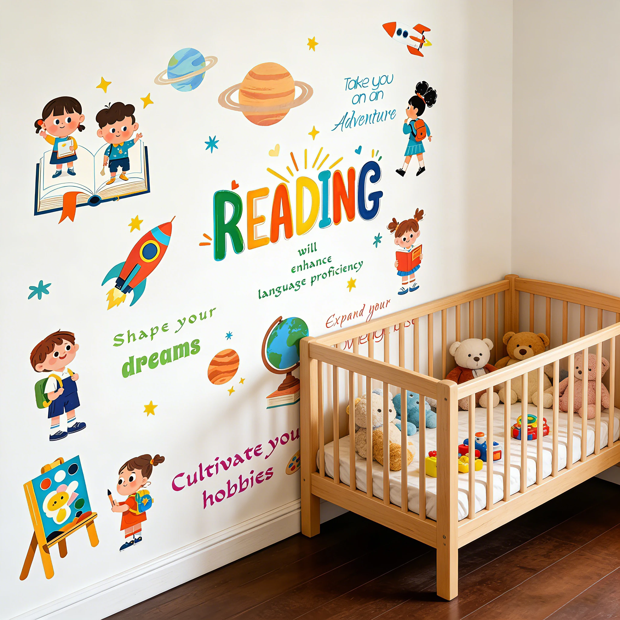 Kids Education Nursery - Adesivos de Parede de Personagens de