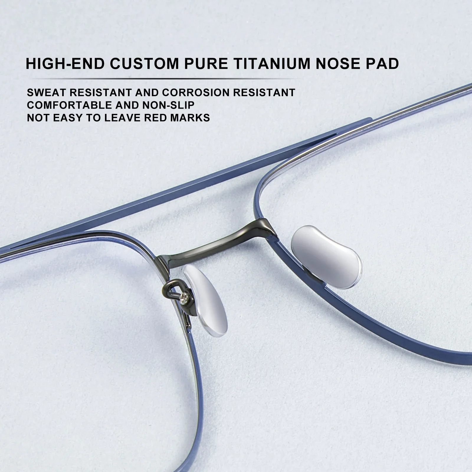 GENEVIEVE Simple Personalized Design Large Frames Pure Titanium, Customizable Prescription, Anti-blue Light Photochromic Glasses