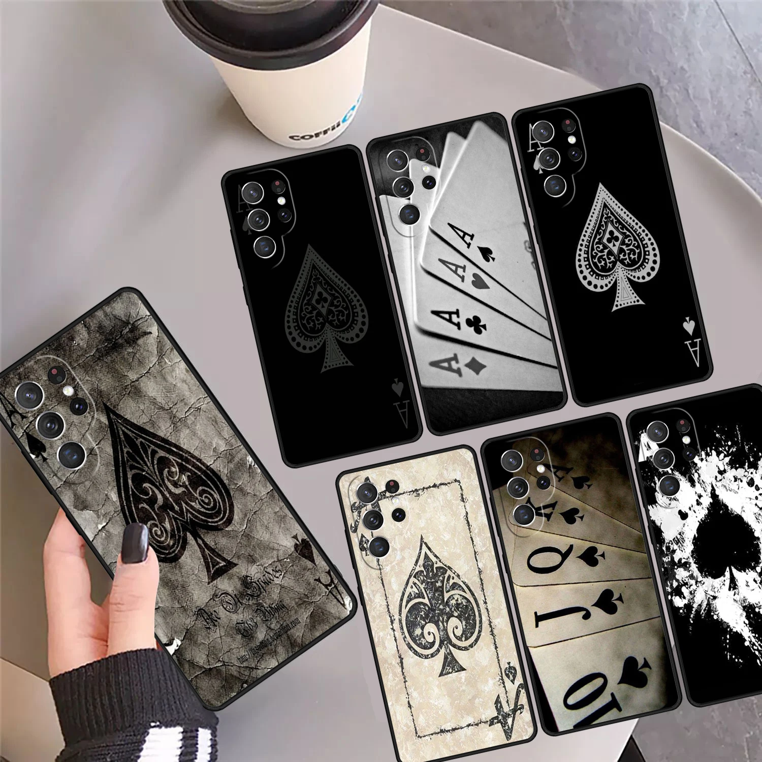 Ace of Spades Poker Phone Case Cover Coque For Samsung Galaxy S24 Ultra 23 S22 Plus S21 FE S20 S8 S9 S10 Note 10 Pro Note 20