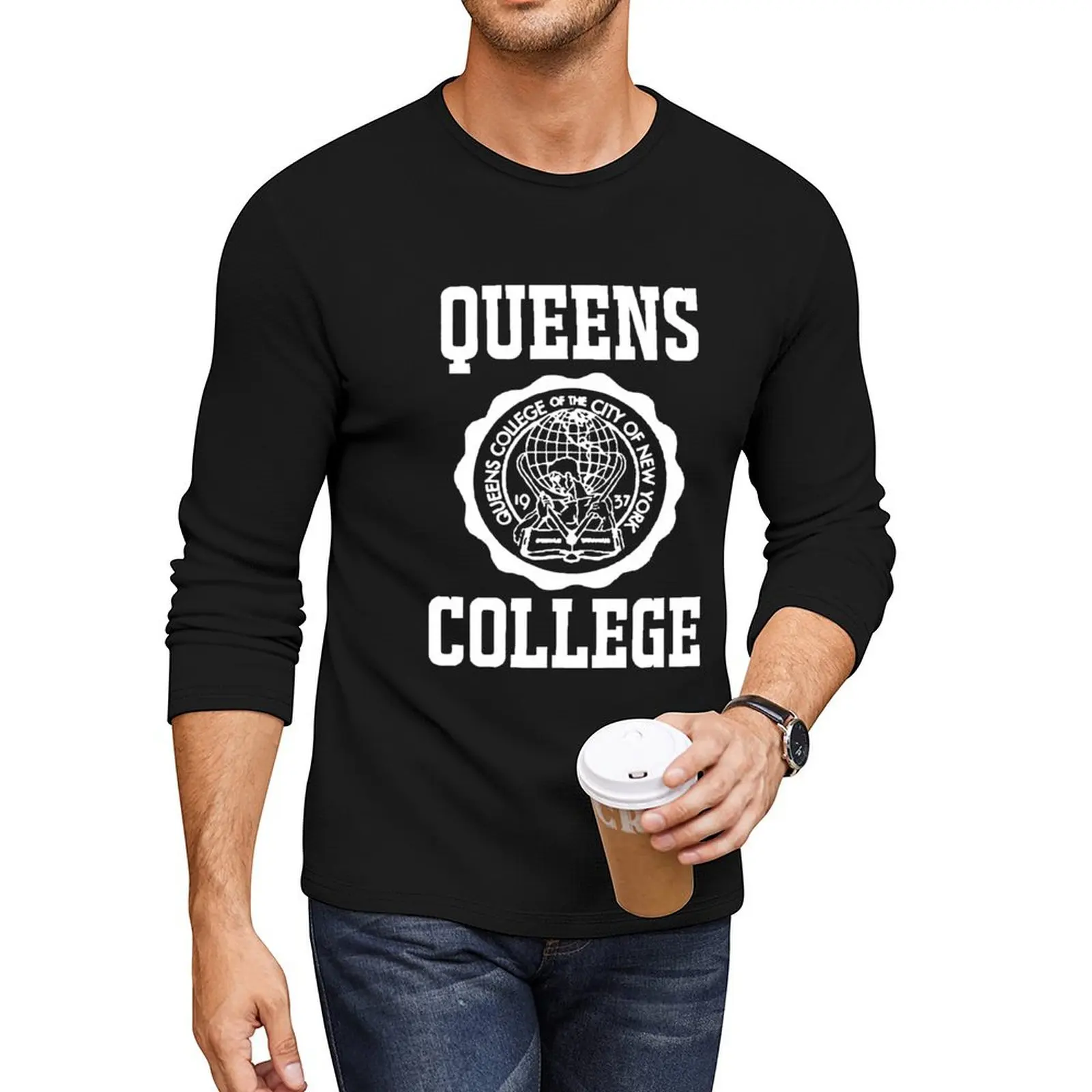 

Queens College Long T-Shirt plus size tops korean fashion boys white t shirts slim fit t shirts for men