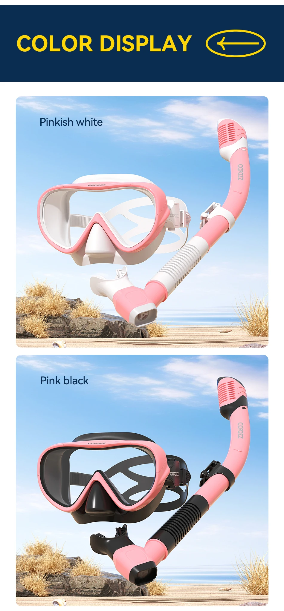 COPOZZ Professionelle Tauchmaske Vollsichtmaske Unterwasser Schnorchel Maske Set Schwimmen Schnorchel HD Anti Nebel Tauchausrüstung – Detail 10