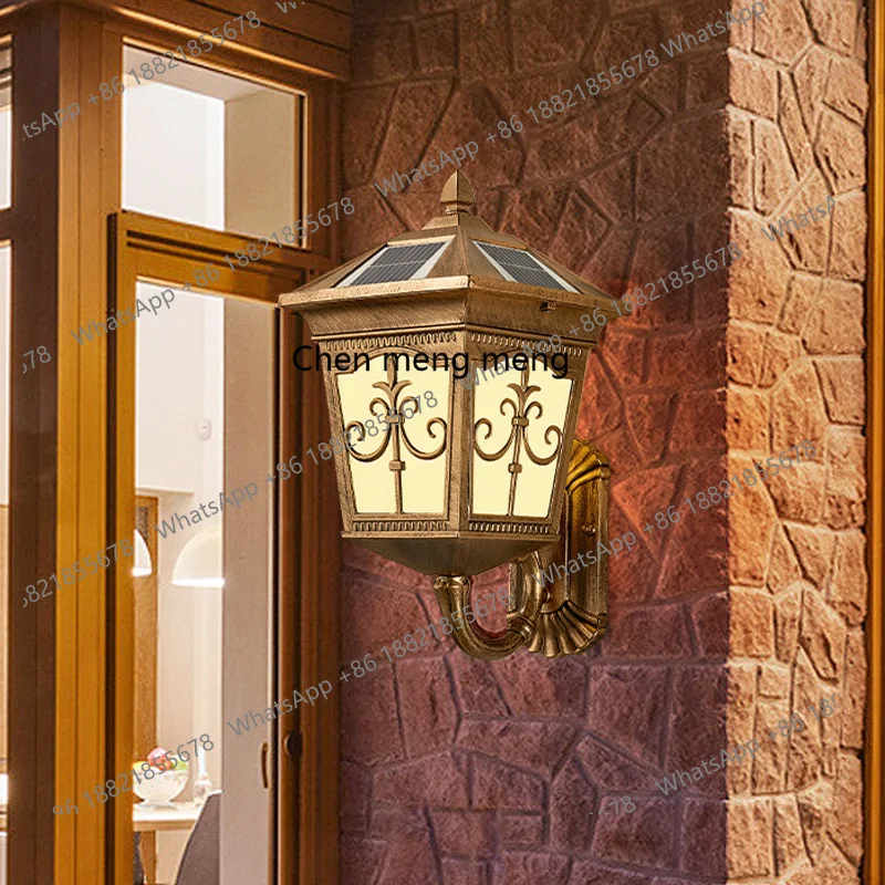 مصباح جداري يعمل بالطاقة الشمسية في الهواء الطلق مقاوم للماء، مصباح LED فائق السطوع، مصباح جداري لشرفة الحديقة الخارجية الأوروبية #5