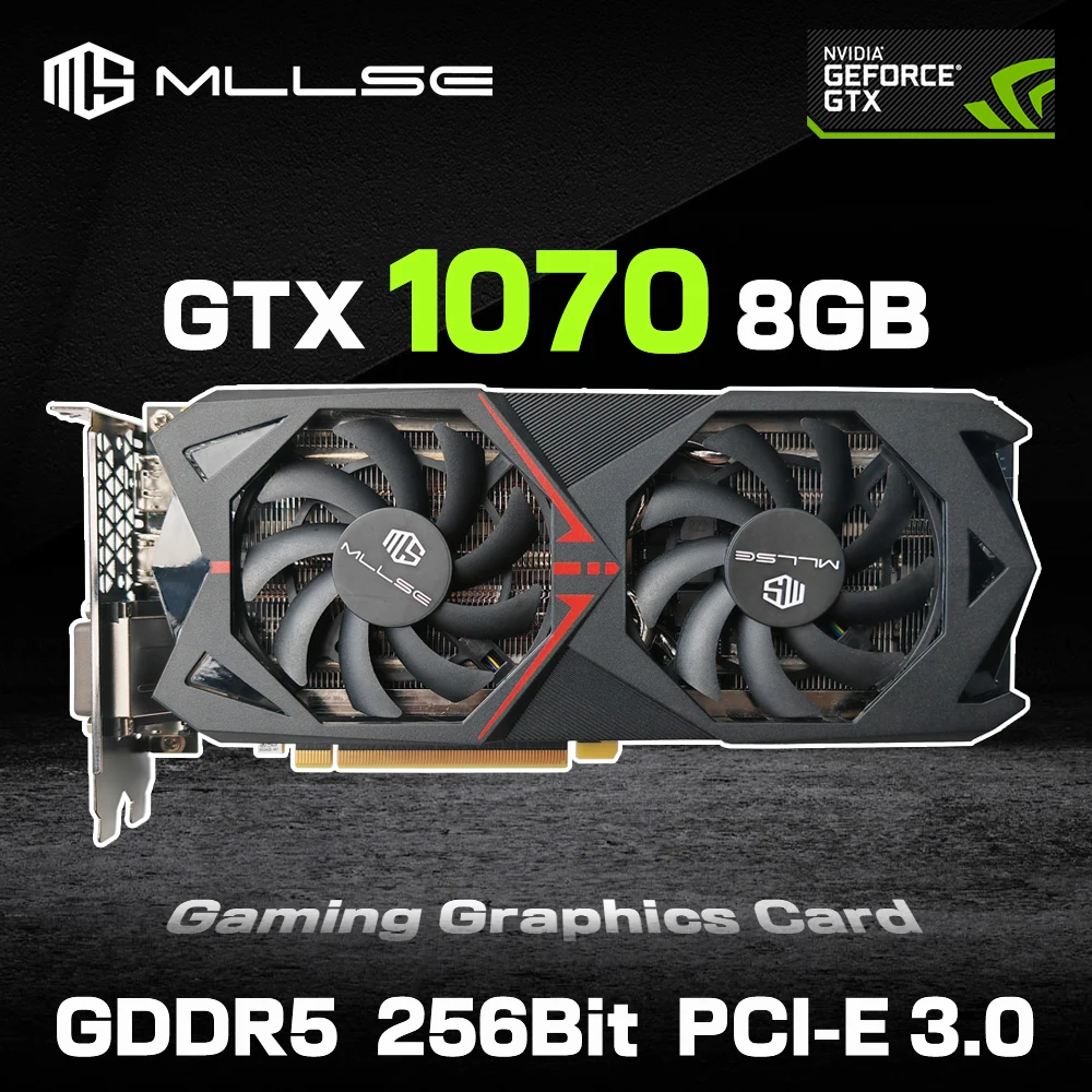 Mllse geforce gtx 1070 8gb placa gráfica gddr5 256bit pci-e 3.0 × 16 8pin radeon gpu gtx 1070 placa de vídeo para jogos placa de vídeo