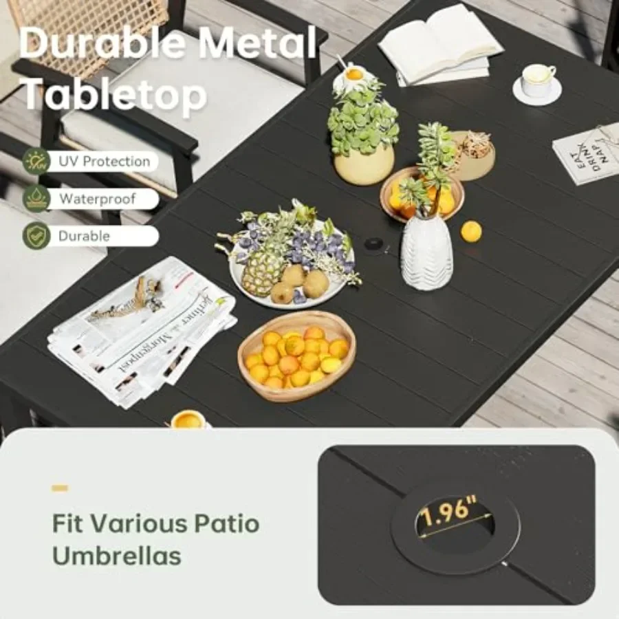 5-Piece Wicker Patio Table and Chairs Set for 4 with Umbrella Hole: Outdoor Use, All-Weather Resin Wicker, Sand Beige, Rust-Res