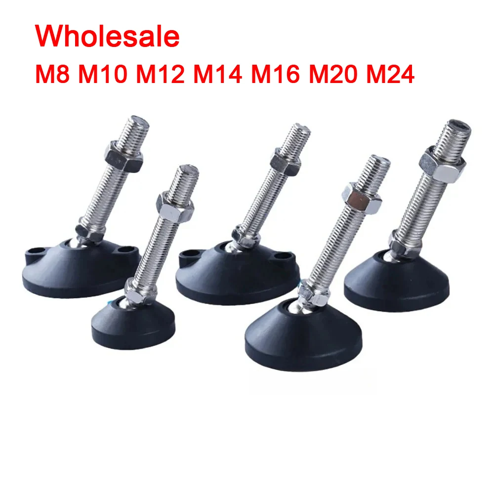 1PCS Nylon Universal Adjusting Foot With Threaded M8 M10 M12 Rubber Seat Anti-Slip Furniture Guard Glide Pad
