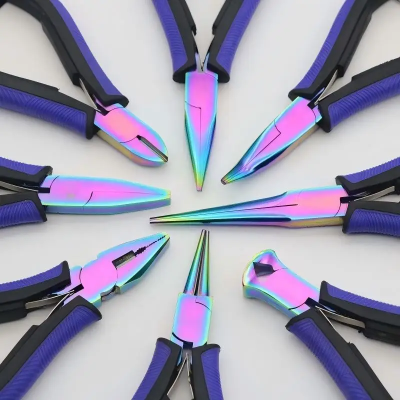 5inch Color Titanium Jewelry Pliers Set Decorative Handcrafted Pointed Mini Pliers DIY Wire Winding Bead Tools