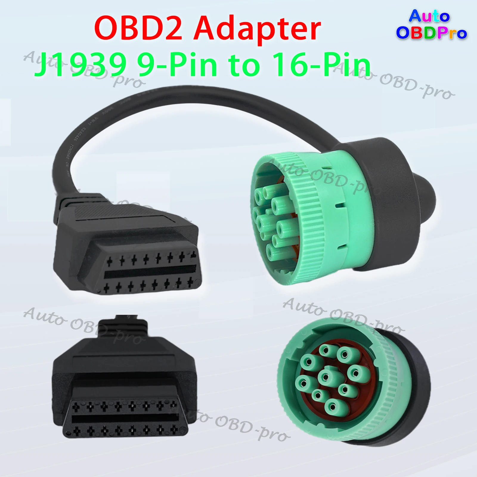 

J1939 OBD2 диагностический кабель с 9-контактным разъемом на 16-контактный для двигателей Cummins/ISX15, адаптер для сканера ЭБУ грузовика с разъемом OBDII