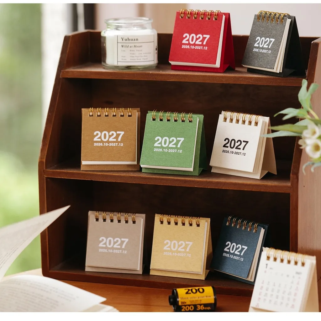 2027 Mini Portable Desk Calendar Desktop Ornaments Check-In Plan Desk Calendar Time Manegement To Do List Calendar Books Memo