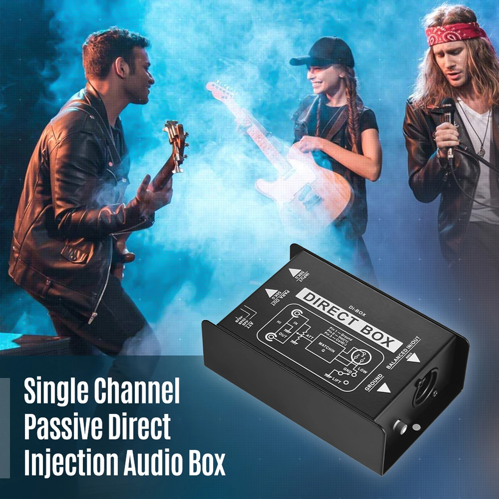 Single Channel Passive DI-Box Direct Injection Audio Box Balanced & Unbalance Signal Converter for Electric Guitar Bass Live