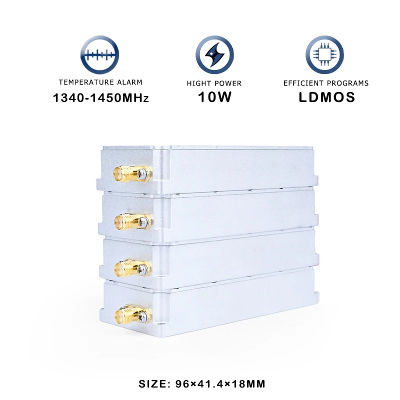 10W 1.3G 1340-1450MHz โมดูล RF ป้องกัน UAV Drone FPV อุปกรณ์ Pa LDMOS เครื่องขยายเสียงโซลูชัน C-UAS