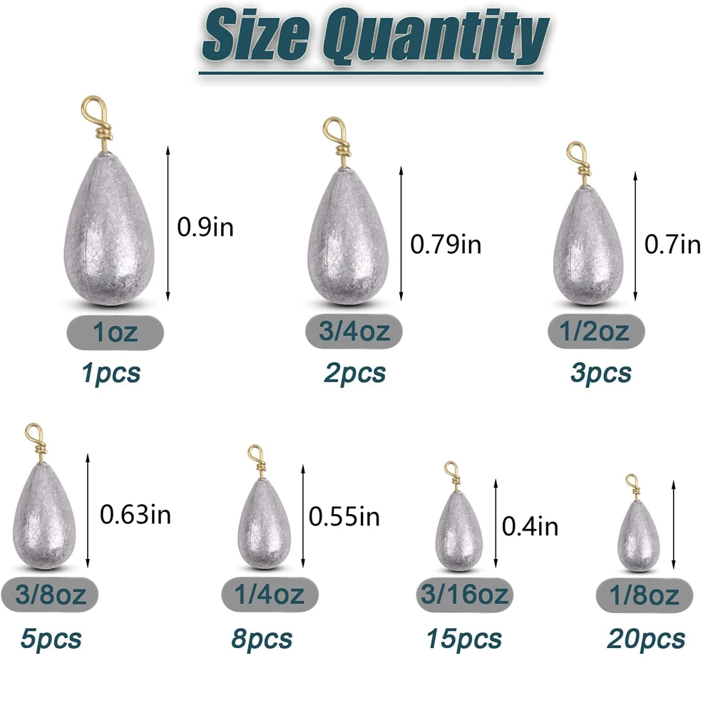 54Pcs Bell Sinkers Fishing Weights Kit Bass Casting Drop shot Weights Sinkers Saltwater Catfish rig Fishing Tackle 1/8oz-1oz