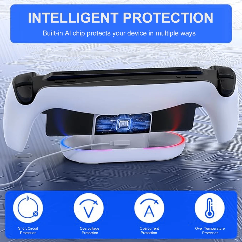 Charging Dock Station for PlayStation Portal 7 RGB Light Modes Console Charger Stand Holder Charger for PS5 Portal Remote Player