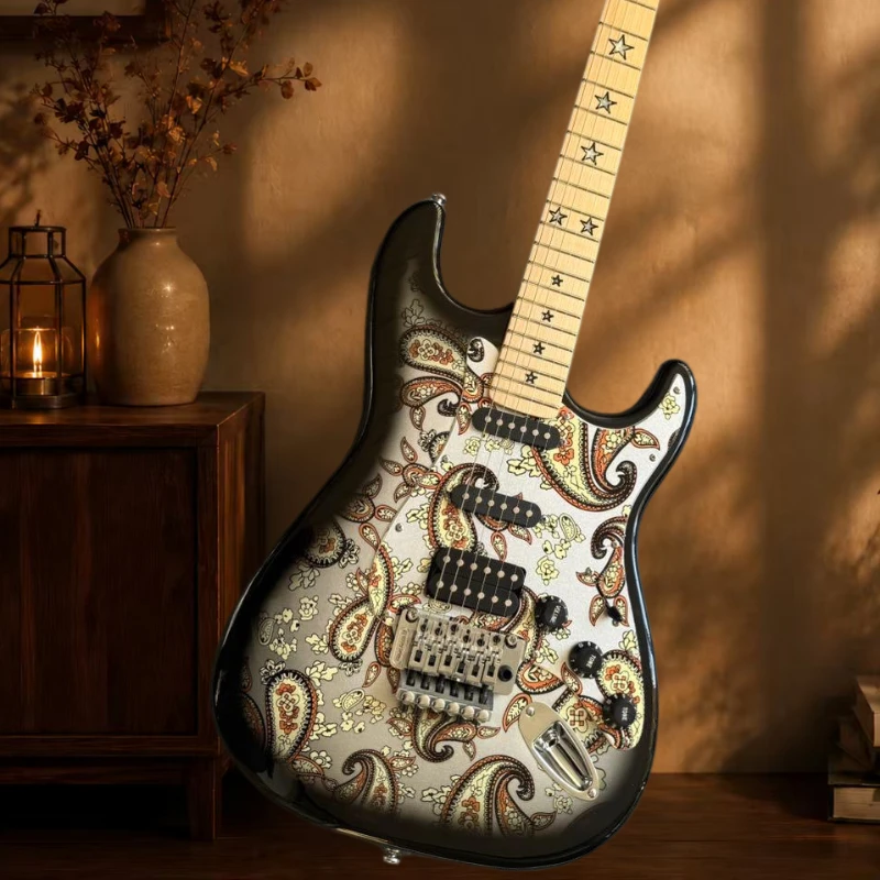 Paisley Pattern STS Electric Guitar HSS Pickups Maple Neck Star Inlay Floating Tremolo Solid Body Guitar Free Delivery
