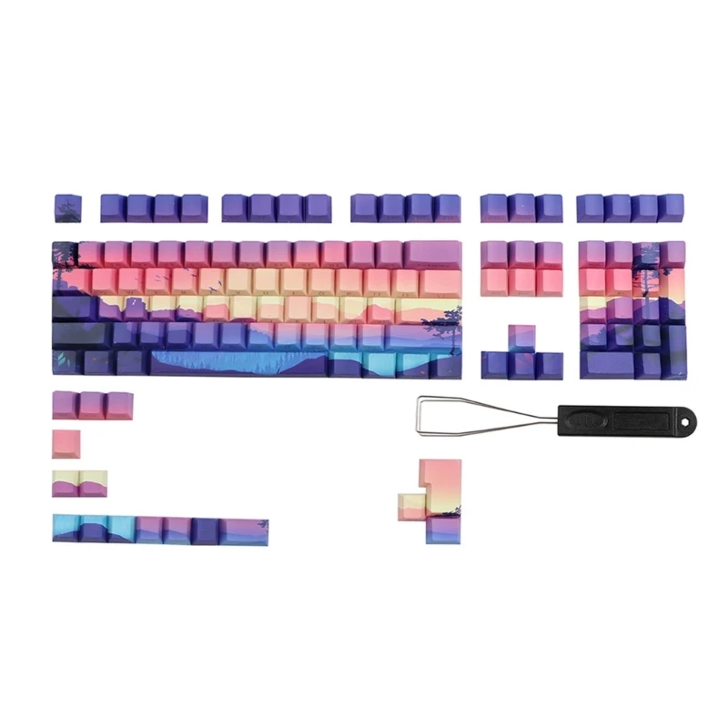 

2023 New PBT Backlit Keycaps Set Purple Dreamland for 124 Keys CherryProfile and Oil-Resistant Texture Side Lettering