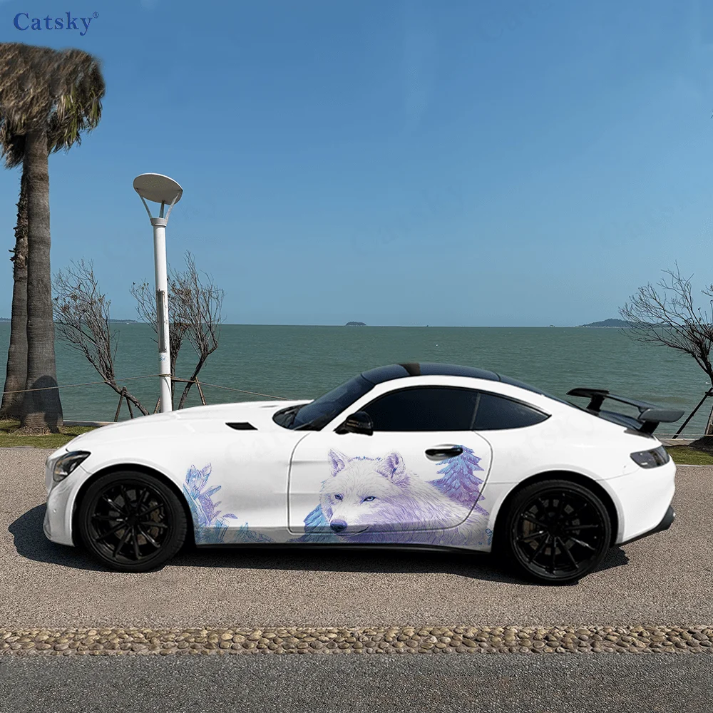 

Colorful Wolf Snowy Car Vinyl Wraps Decal Self-adhesive PVC Sticker Suitable for Trucks SUV Decoration Auto Accessories Gift