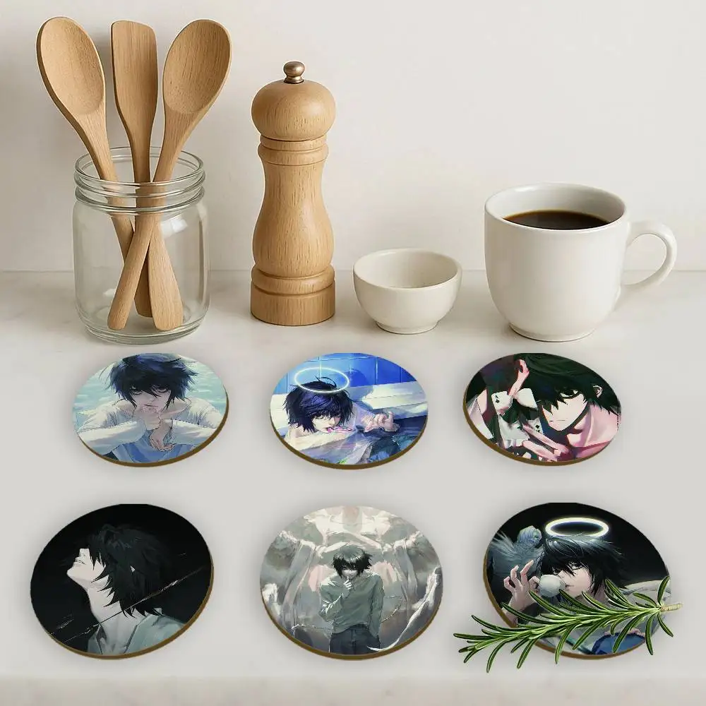 Anime D-Death L-L N-Notes 2D Wooden Coasters Heat Resistant Non-Slip Holiday Birthday Gift Durable