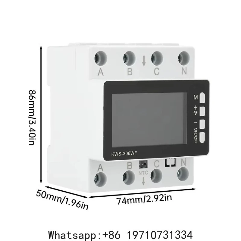 

KWS-306 Energy Meter Power Meter DIN Rail 3 Phase 4 Wire Voltage AC 85-290V Voltmeter Amps Watt Kwh Meter with Color Screen