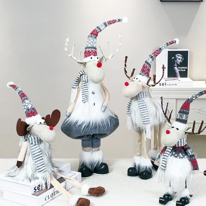 

Large Standing Elk Doll with Lights Christmas Gift For Kid Christmas Elk Doll Reindeer Navidad Ornaments Christmas Home Decor