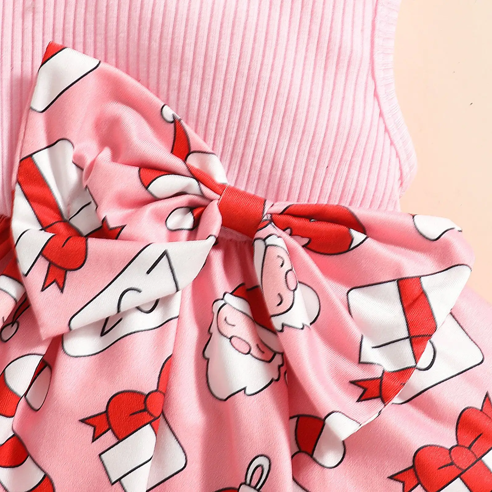 فستان عيد الميلاد للفتيات الصغيرات بأكمام طويلة سترة مخملية مع فساتين مطبوعة لطيفة لعيد الميلاد وعصابة رأس للأطفال #4