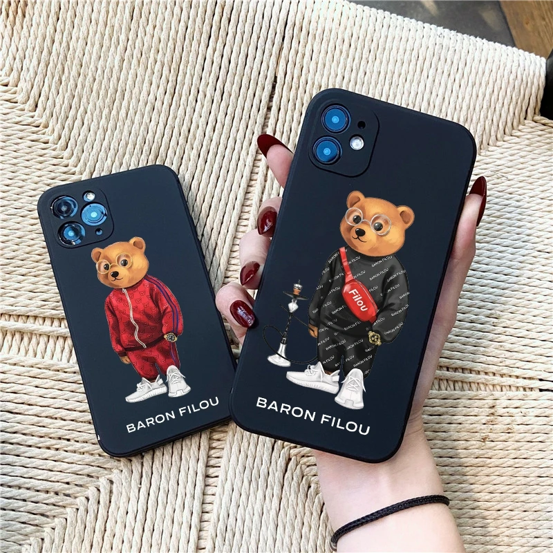 Cartoon Bear Soft Case For Iphone 14 15 13 12 11 Pro Max Mini 7 8 Plus Xr X Xs Se Phone Cover Fashion Trend Leisure Fundas Capa