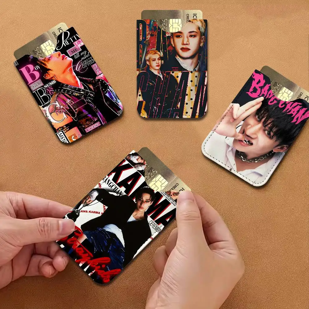 Cartera de Cuero Genuino para Hombre, Diseño Mini, Ultra Delgada, para Tarjetas de Crédito y Tarjetas de Transporte, Estilo K-pop Coreano Bang Chan