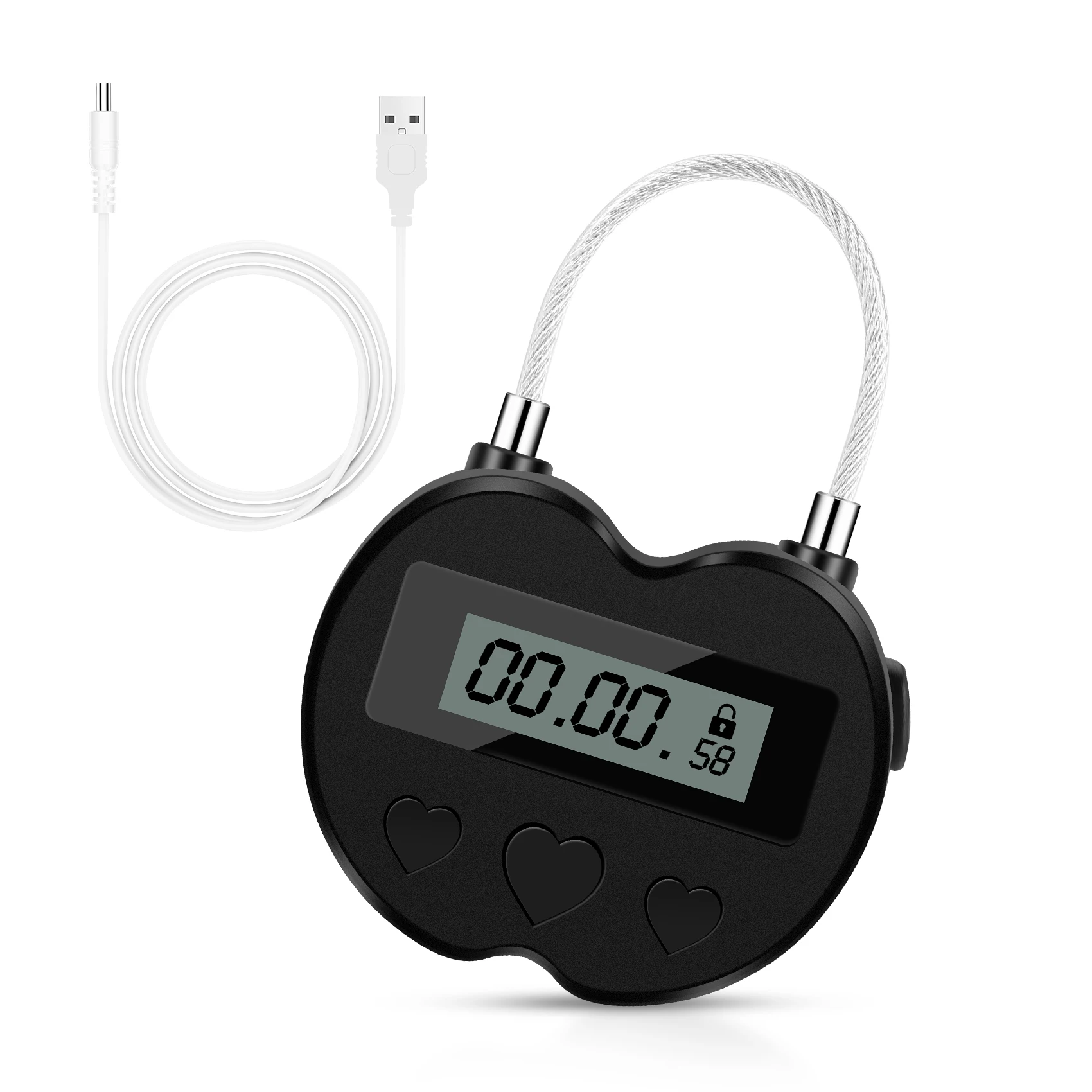 Smart Time Lock LCD Display Time Lock Multifunction Travel Electronic Timer, Waterproof USB Rechargeable Temporary Timer