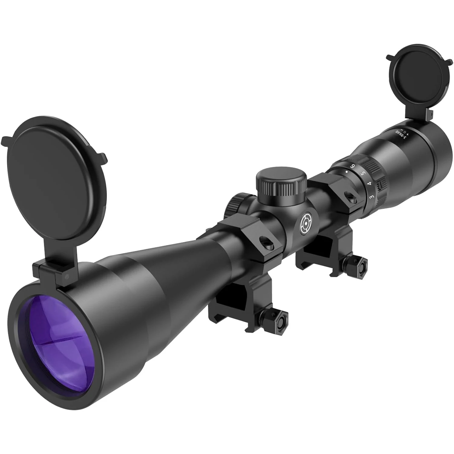 3-9x40 Optical rifle rangefinder, suitable for 20mm free installation, waterproof and anti fog, used for hunting (purple)