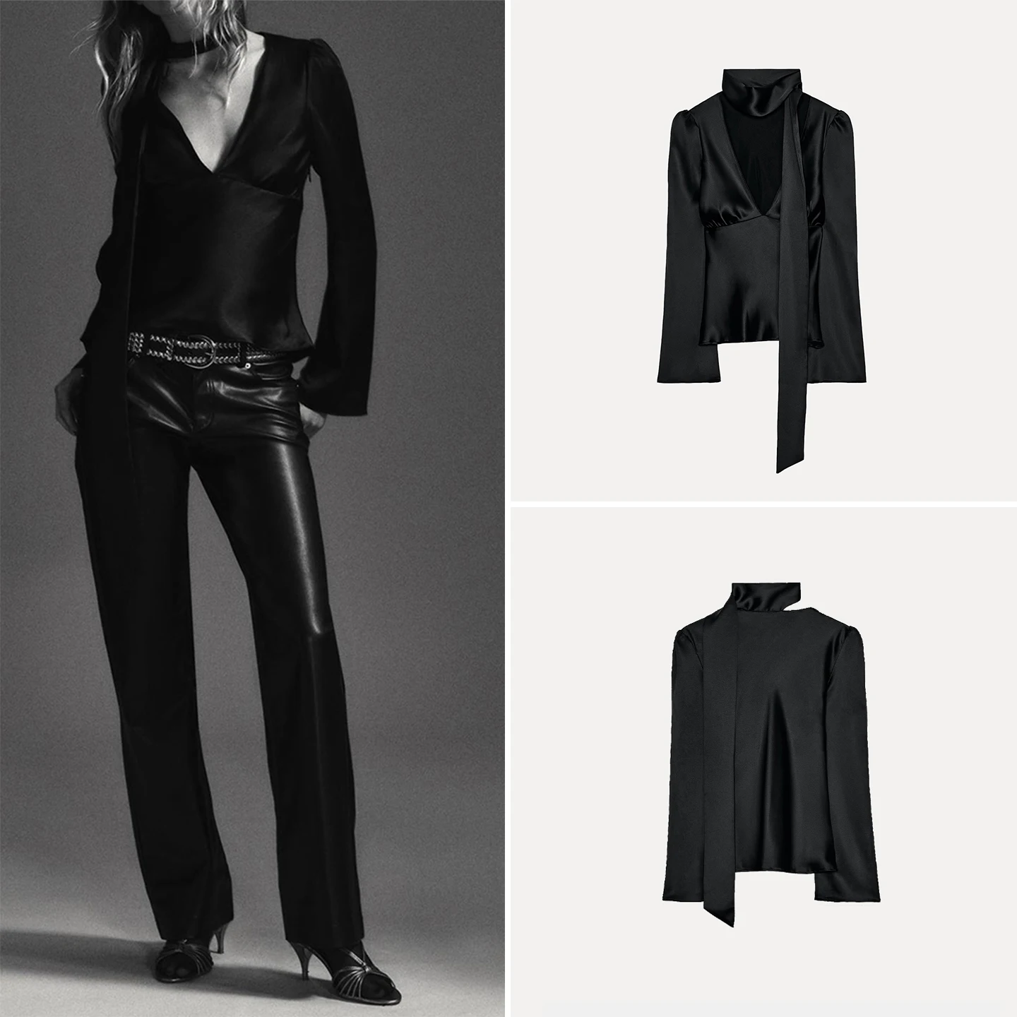 Faionable Long Sve V-Ne Sciarpa irt Abbigliamento donna Versatile Sle Autunno 2025 Z Marca Altro materiale 00%