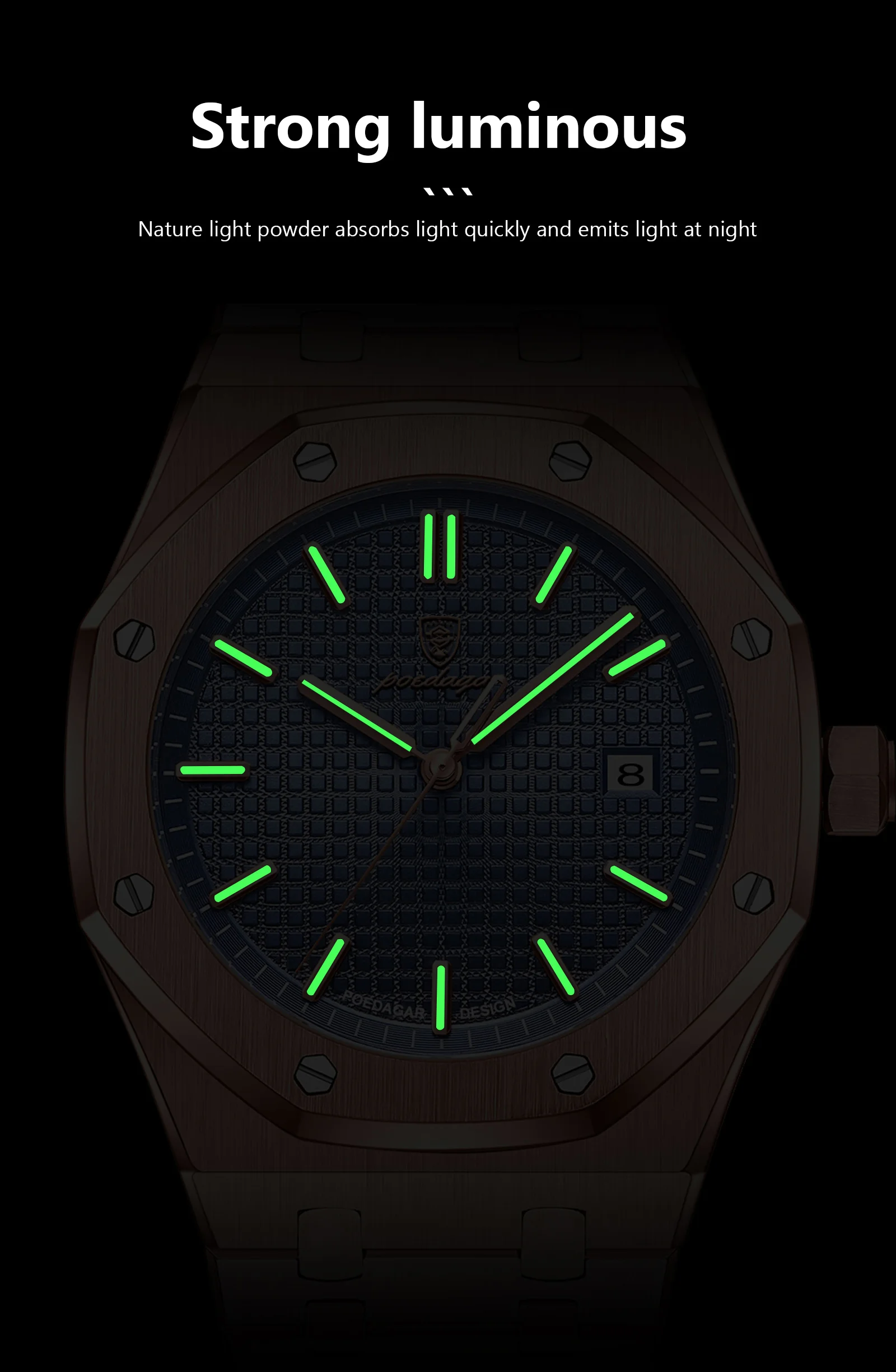 POEDAGAR Luxus Business Mann Armbanduhr Wasserdicht Leucht Datum Männer Uhr Edelstahl Mode Quarz Uhren Für Männer Reloj – Detail 7