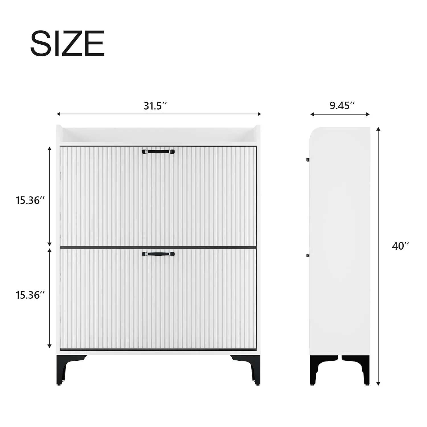 Narrow Shoe Storage Cabinet for Entryway, Shoe Cabinet with 2 Flip Drawers, Hidden Shoe Rack with Fluted Panel,, Customized
