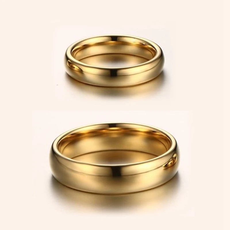 Fashion Simple Gold Plated Glossy Ring Classic Couple Banquet Exquisite Jewelry