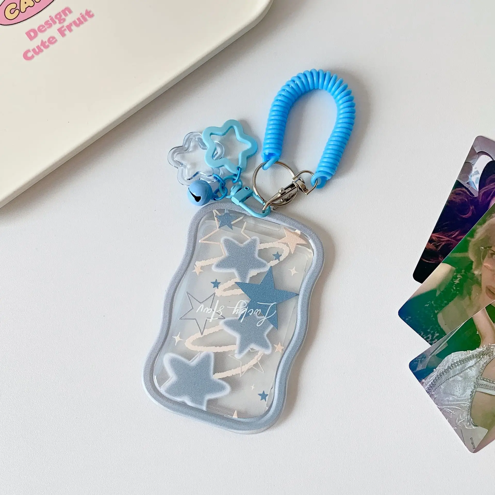 Star Card Case Clear Campus Card Holder Wave Design Card Holder Lightweight For Transit Pass Student Id