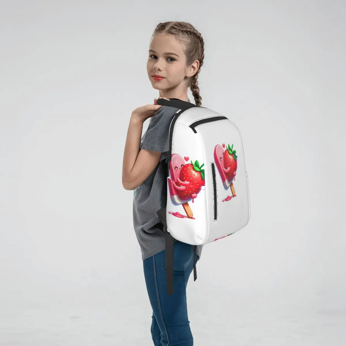 Strawberry Ice Cream Dessert 2 Backpack Large Capacity Boys Girls BookBag School Bag Shoulder Bags for Men Women