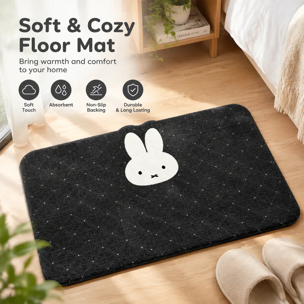 Simple Simple Cute Miffy Rabbit Bathroom Mat Absorbent Foot Pad Home Entrance Doormat Non Slip Dirt Resistant Floor Rug Carpet Decor - Aliexpress Deal