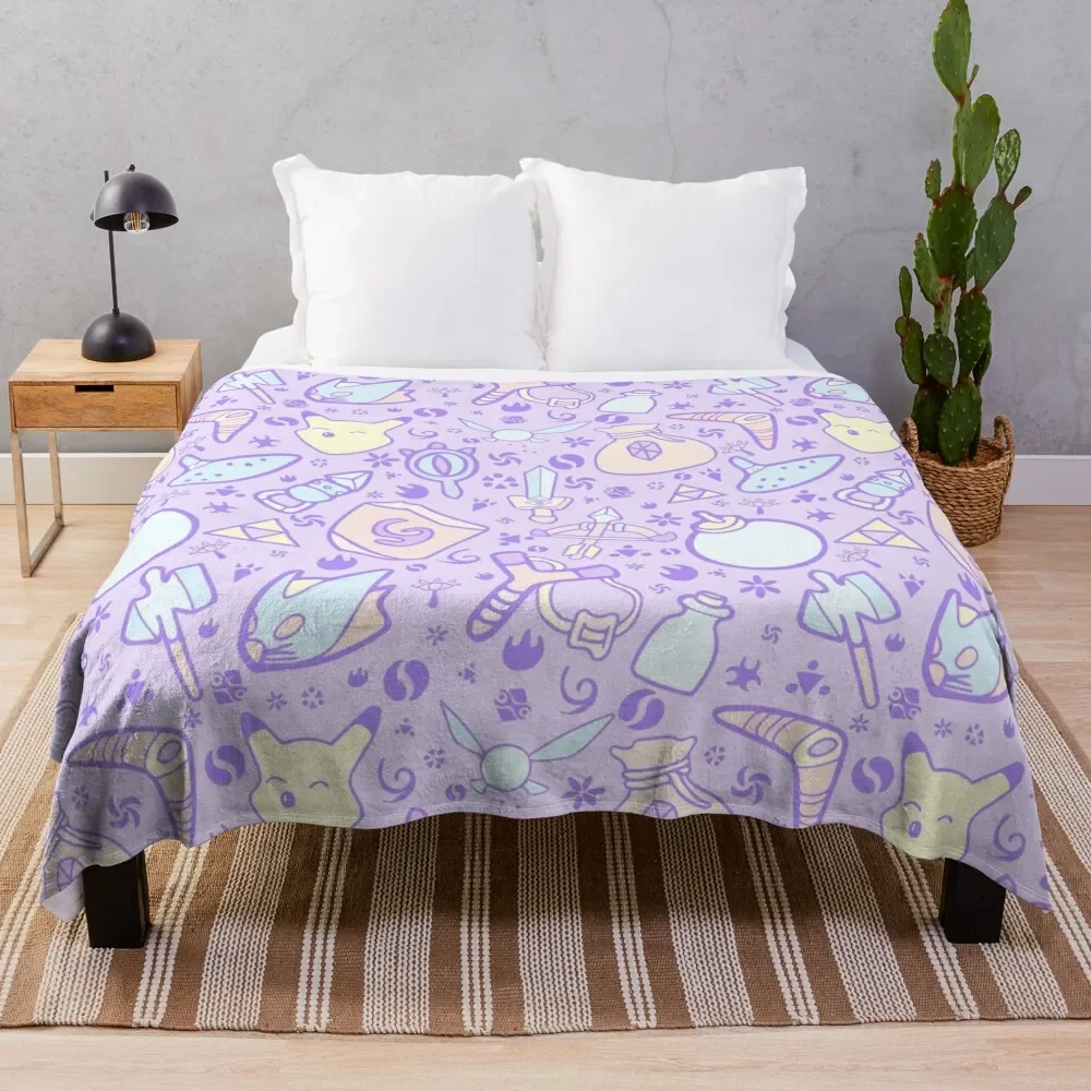 Zelda Doodlez (Purple Pastel ver.) Throw Blanket Luxury Brand Sofas Blankets