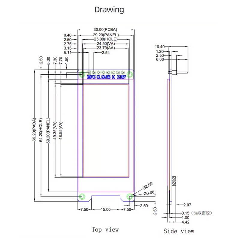 Picture 6: 2.13 Inch E-paper Ink Screen122x250 3/4-wire SPI Interface Black White And Red EPD Electronic Paper Display Screen