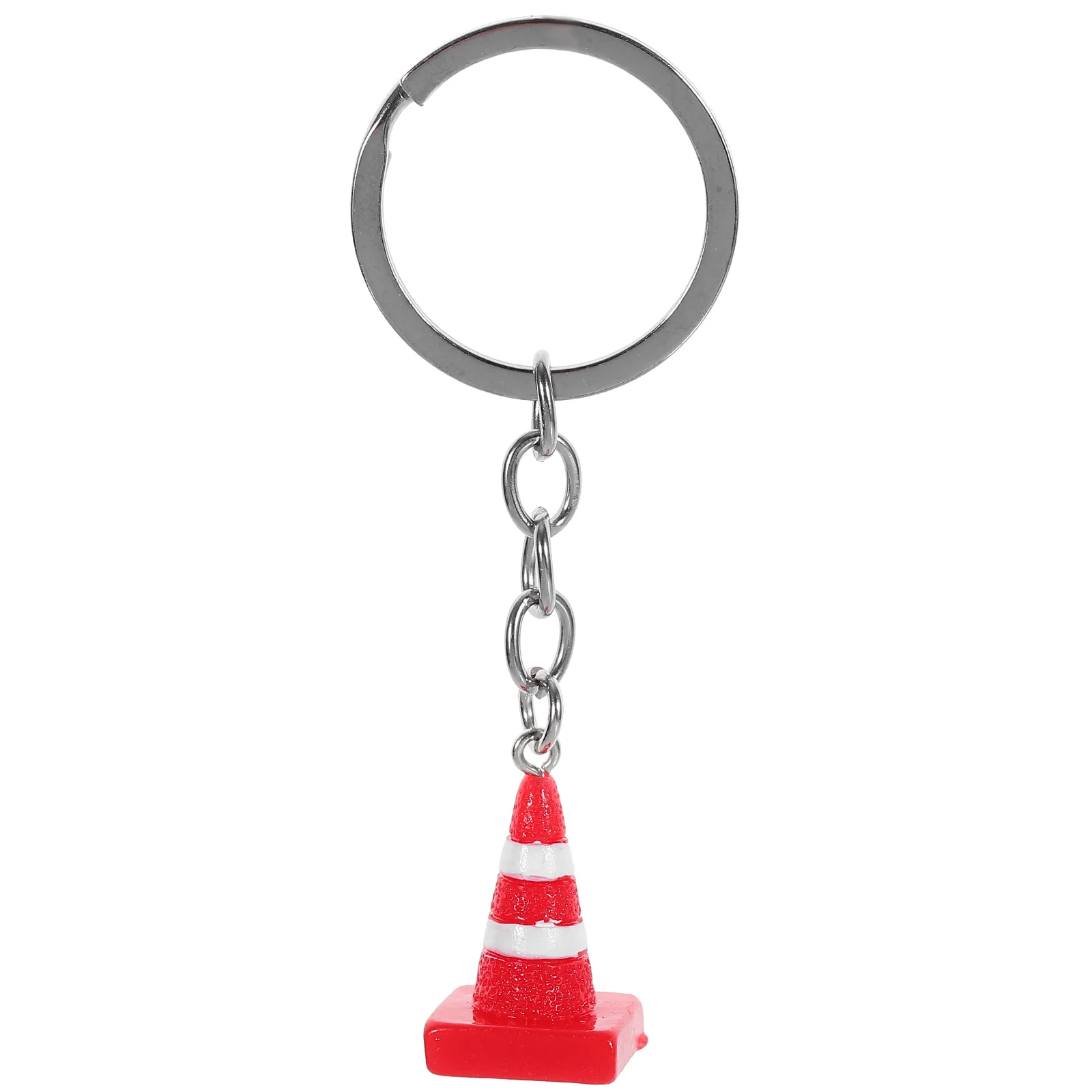 Road Cone Necklace Mini Traffic Police Keychain Nurse Child Wallets Red Backpack Keyring Fob Alloy Resin Hanging Decor