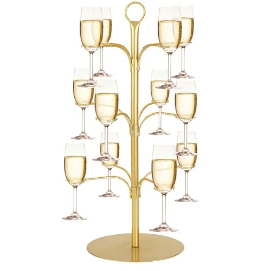 

for Drinks Champagne Tower Wine Glasses Holder, 3 Tier 12 Holders, Bar Home Drinks Tree Display Suitable for Gin, Cocktails, Ch