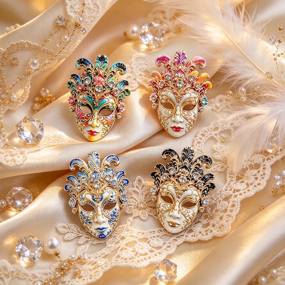 Luxury Venetian Carnival Mask Rhinestone Ornate Face Mask Halloween Wedding Party Masquerade Costume Accessory